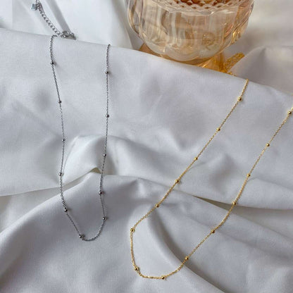 [Vivid Aurora]Small Bead Clavicle Chain Simple Necklace