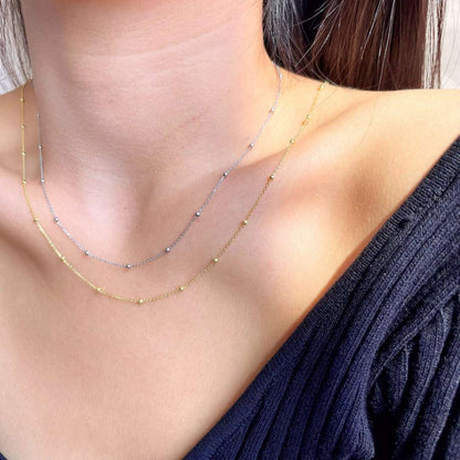 [Vivid Aurora]Small Bead Clavicle Chain Simple Necklace