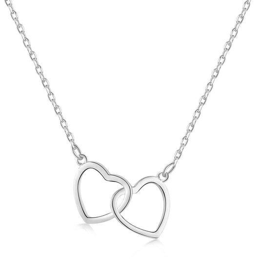 [Vivid Aurora]Sterling Silver Love Double Ring Necklace