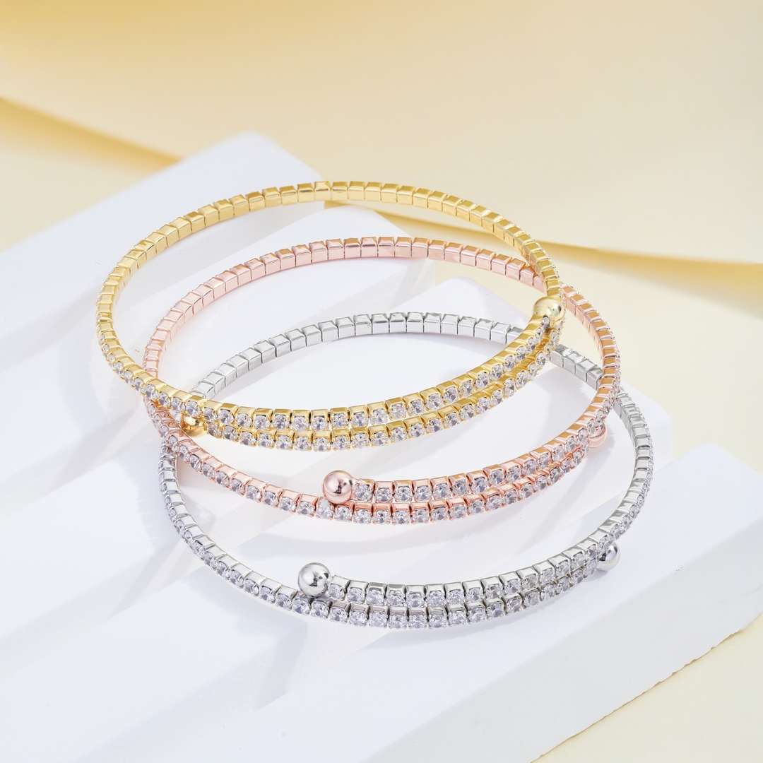 [Vivid Aurora]Row of Diamonds Round Fashion Bracelet