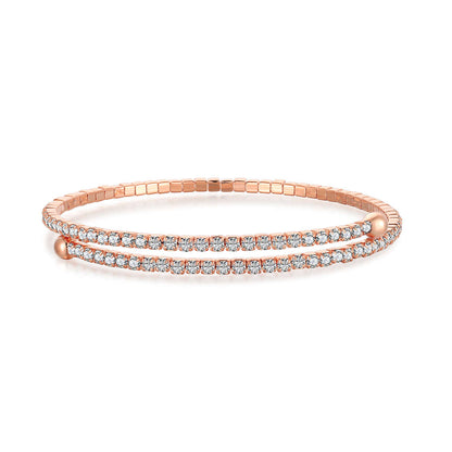 [Vivid Aurora]Row of Diamonds Round Fashion Bracelet